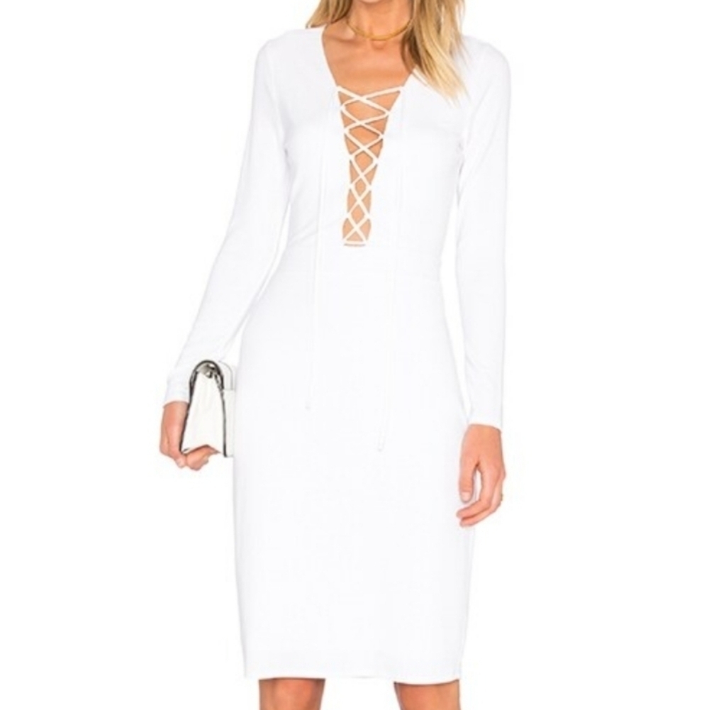 NBD Survive Midi Dress in Optic White Bridal LWD Bachelorette Size S